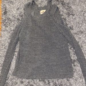 Grey thick hollister sweater open shoulder